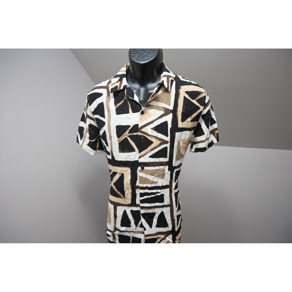 Express Button Down Hawaiian Shirt Mens Small Geometric Abstract Rayon Excellent